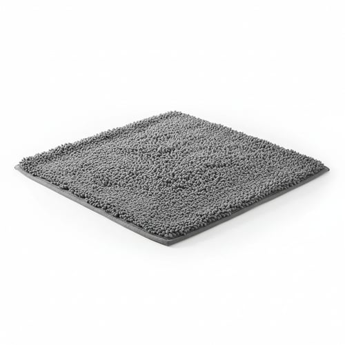 Ultra Absorbent Non-Slip Microfiber Bath Mat - Quick-Dry Grey Plush