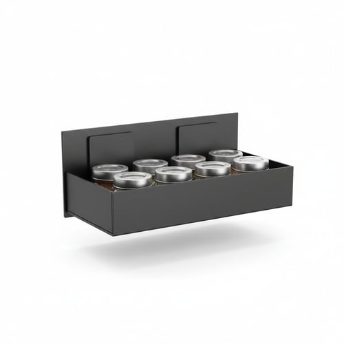 Magnetic Black Metal Refrigerator Spice Rack - No-Drill Wall Mount Shelf
