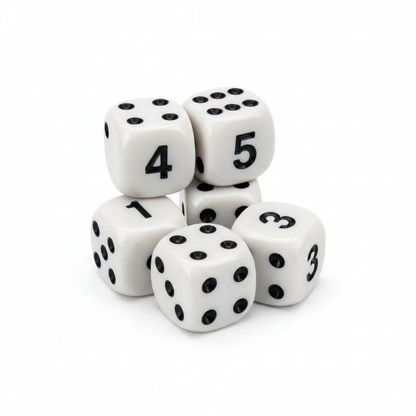 Replacement Mahjong Dice White with Black Pips Standard Size