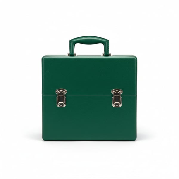 Replacement Mahjong Case Green Vinyl Exterior Secure Snap Fasteners