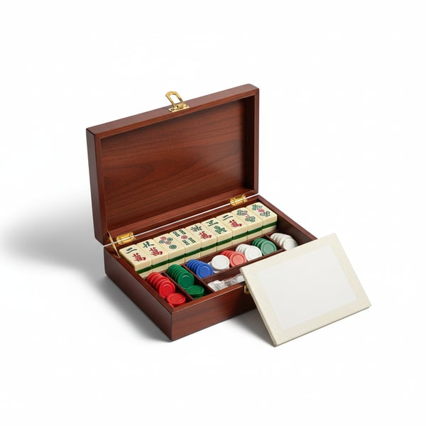 Deluxe Mahjong Playing Set Complete with Scoring Chips and Instructions