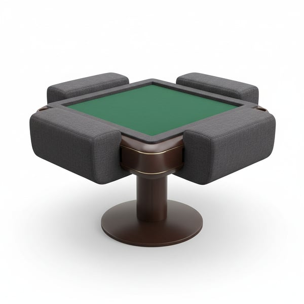 Round Mahjong Table with Padded Edges Comfortable Armrests