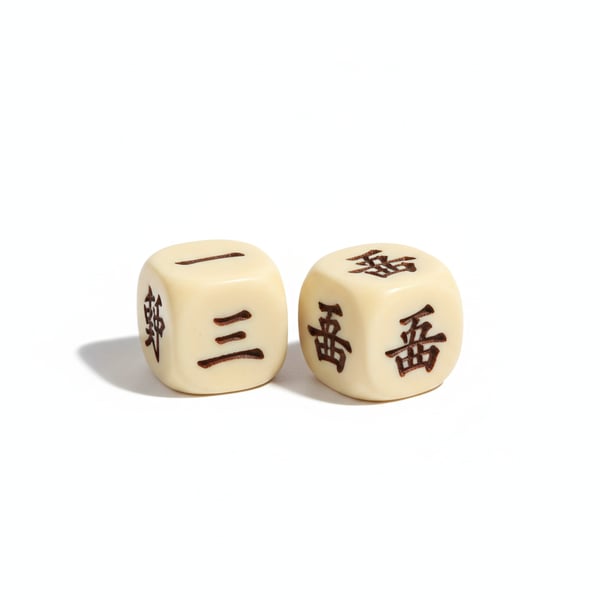 Authentic Mahjong Dice Six-Sided Engraved Chinese Characters Two Pack
