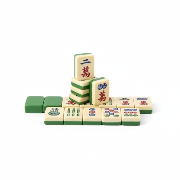 Standard Chinese Mahjong Set Green Back Tiles Durable Melamine Material