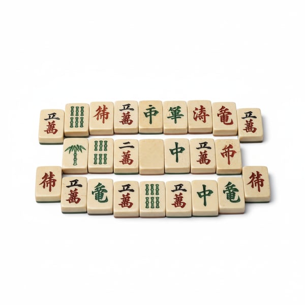 Traditional Chinese Mahjong Tiles Hand-Painted Characters Full Set