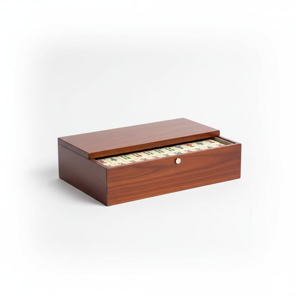 High-Quality Mahjong Set with Magnetic Closure Wooden Storage Box