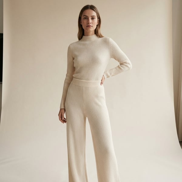 Ribbed Knit Top and Pants Set