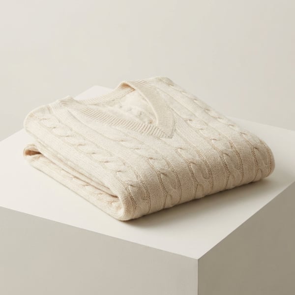 V-Neck Cable Knit Sweater