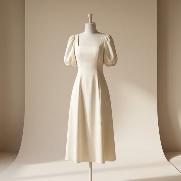 Square Neck Puff Sleeve Dress