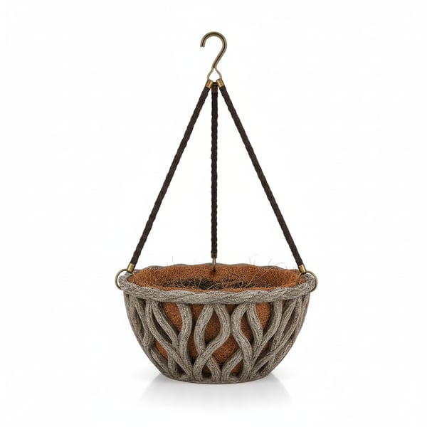 Decorative Resin Hanging Basket for Outdoor Flower Displays