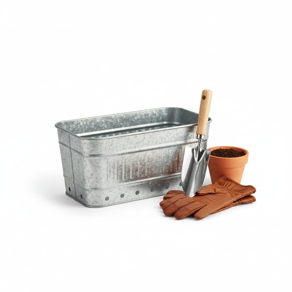 Galvanized Steel Herb Planter Box with Drainage Holes