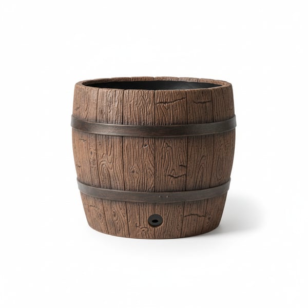 Large Outdoor Resin Whiskey Barrel Planter with Drainage