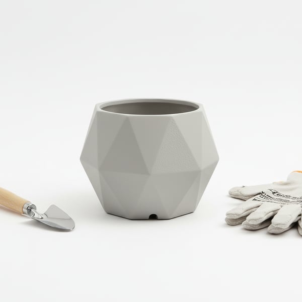 Round Modern Geometric Ceramic Planter for Desktop Decor