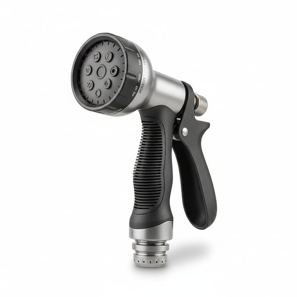 Garden Hose Nozzle with Adjustable Spray Patterns and Grip
