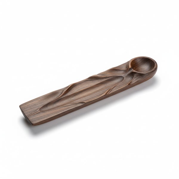 Artisan Hand-Carved Wooden Incense Ash Catcher Tray