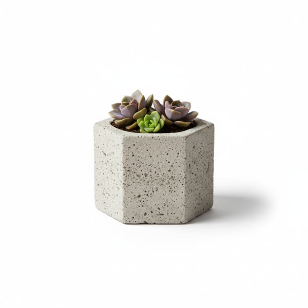 Small Concrete Planter for Succulents Hexagon Shape