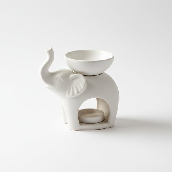 Ceramic Essential Oil Burner with Tea Light Holder Elephant Design