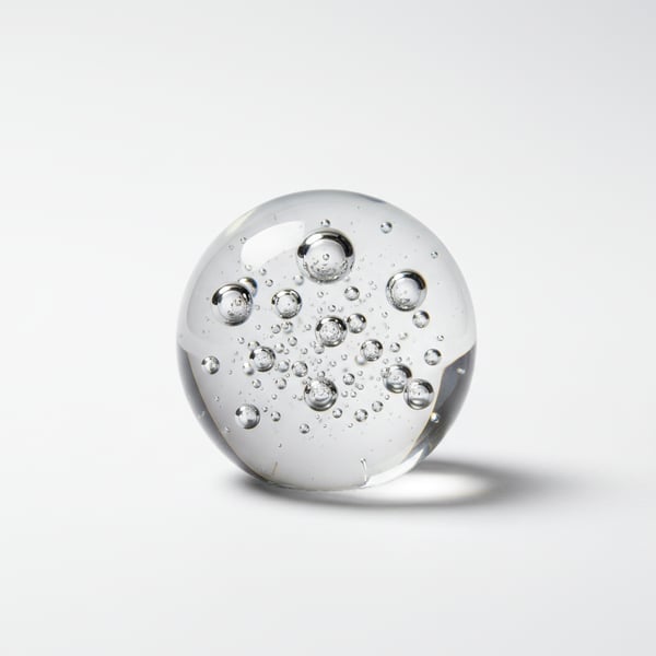 Decorative Glass Paperweight with Bubble Inclusions