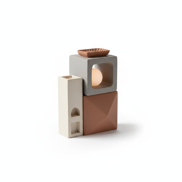 Abstract Geometric Ceramic Sculpture for Modern Desktops
