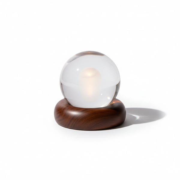 Crystal Sphere Desk Decor with Polished Wooden Stand