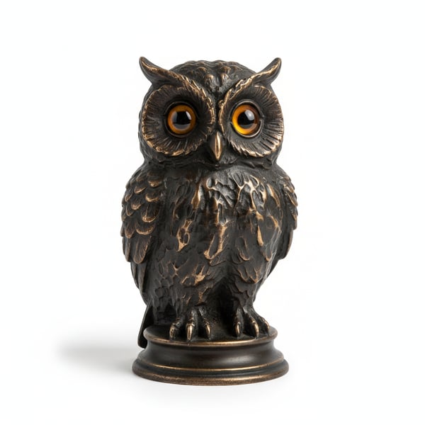 Vintage Style Bronze Owl Figurine Collectible Desk Art