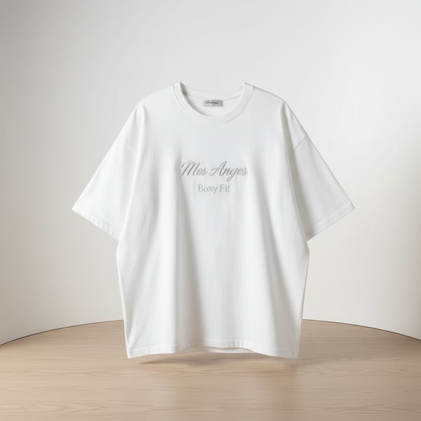 Mes Anges Boxy Fit Embroidered Logo Tee