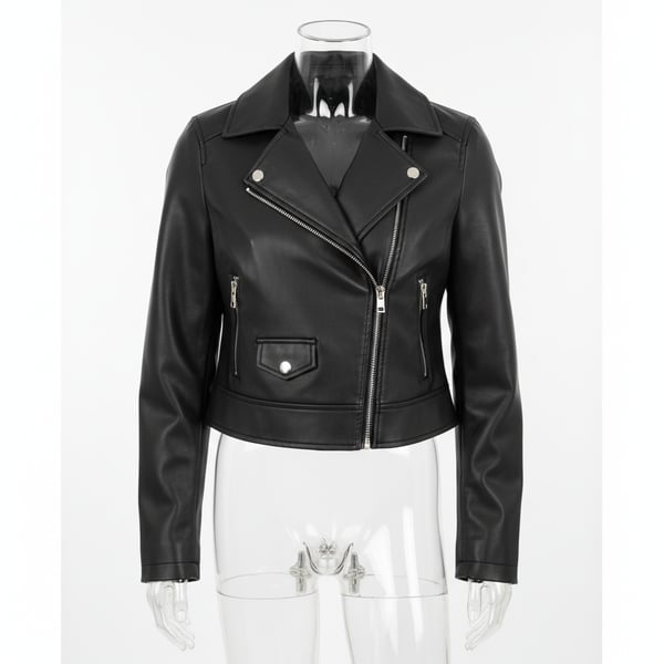 Mes Anges Cropped Faux Leather Jacket