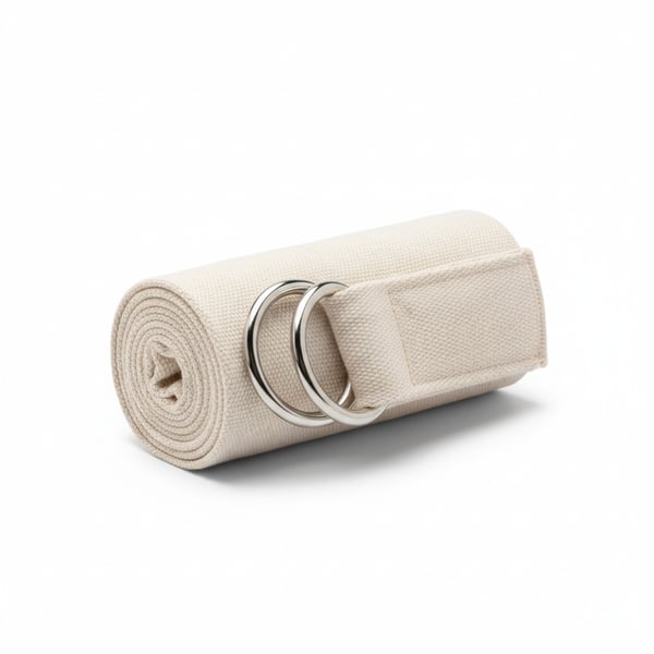 Organic Cotton Yoga Strap with Metal D-Ring Buckle