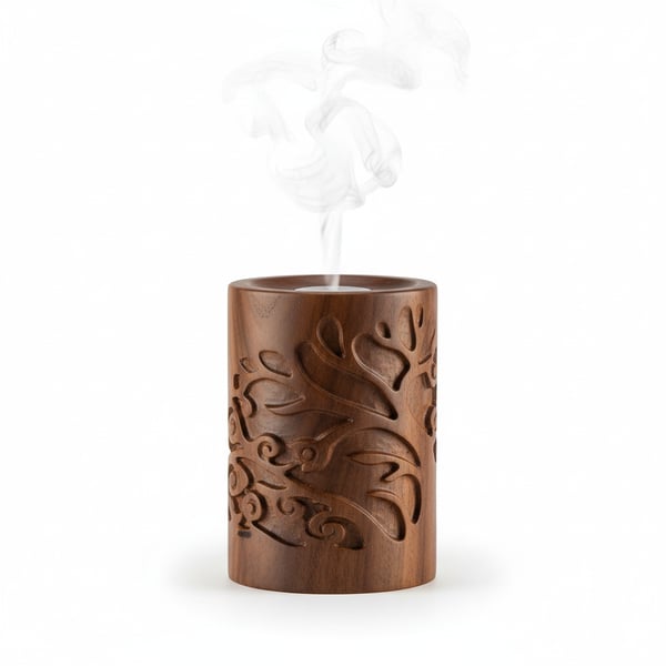 Hand-Carved Wood Aroma Diffuser Home Decor Piece