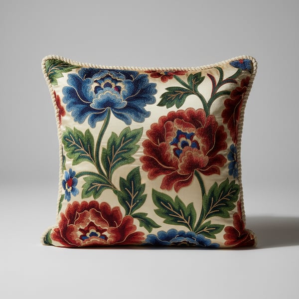 Grand Bloom Embroidered Cushion