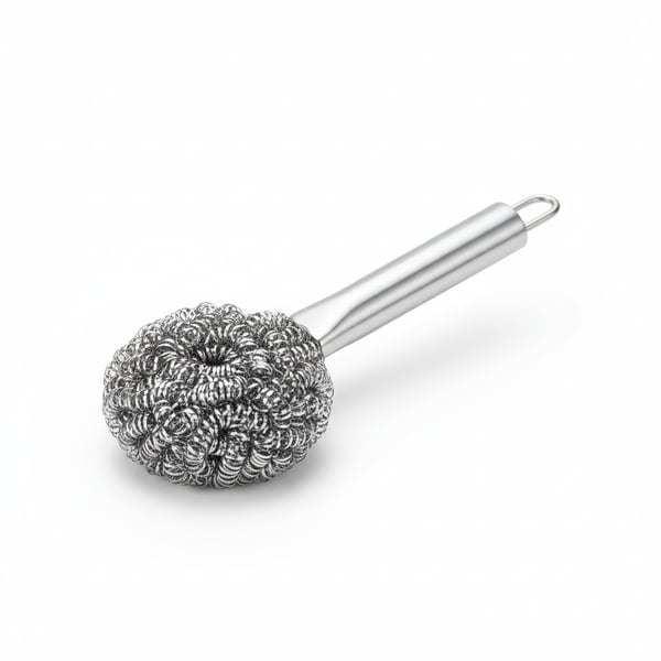 Heavy Duty Stainless Steel Pot Scrubber - Rustproof Ergonomic Handle