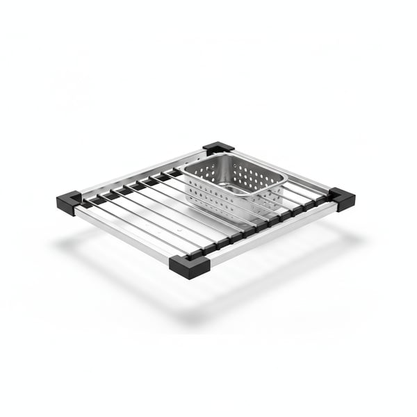 Adjustable Stainless Steel Over-Sink Dish Rack - Compact Fruit Drainer