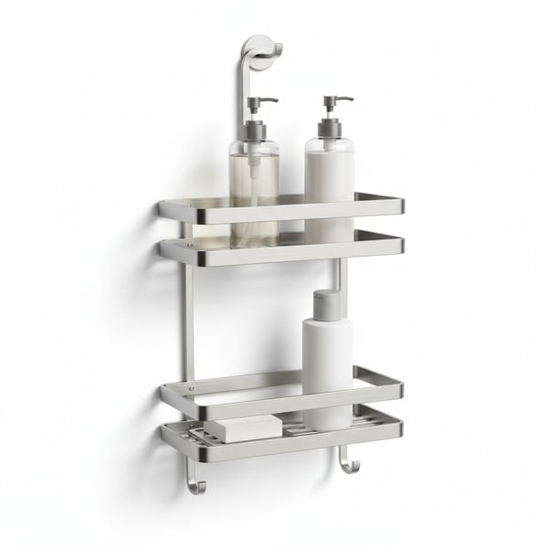 Rustproof Stainless Steel Hanging Shower Caddy - 2-Tier Shampoo & Soap Organizer