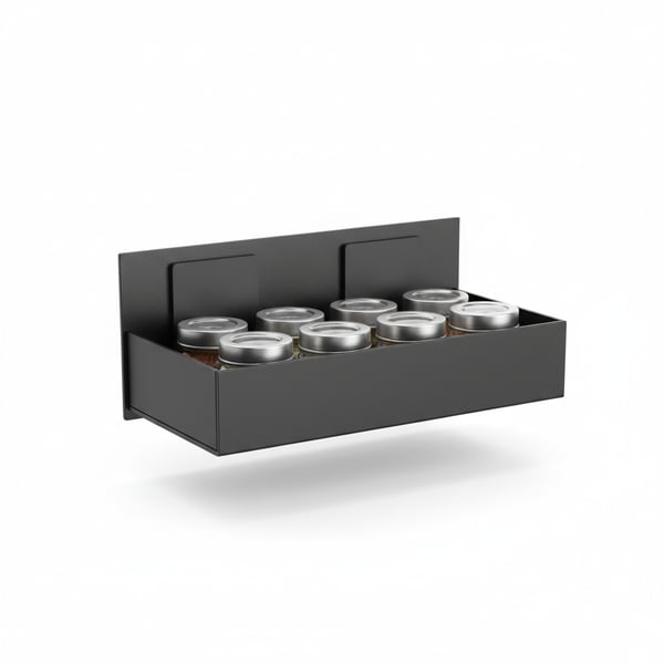 Magnetic Black Metal Refrigerator Spice Rack - No-Drill Wall Mount Shelf