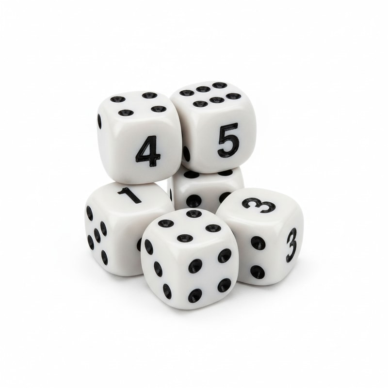 Replacement Mahjong Dice White with Black Pips Standard Size