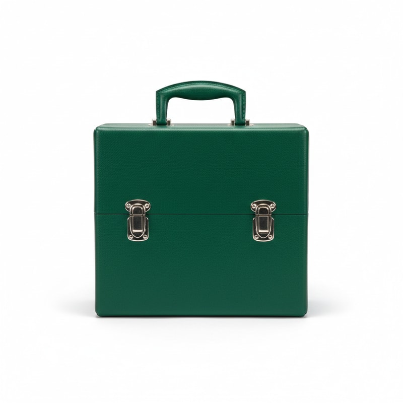 Replacement Mahjong Case Green Vinyl Exterior Secure Snap Fasteners