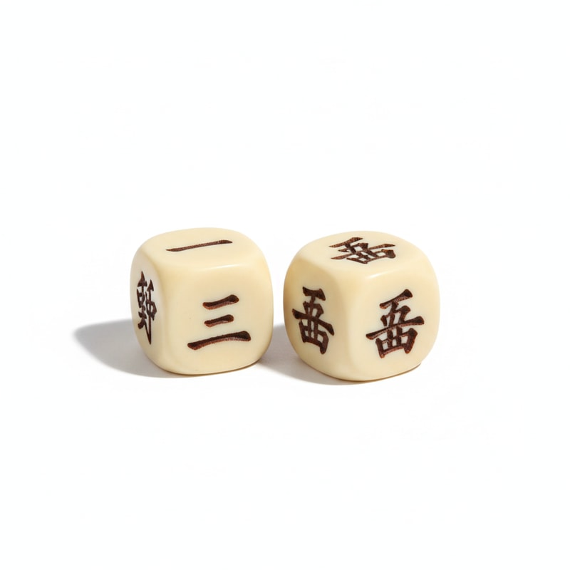 Authentic Mahjong Dice Six-Sided Engraved Chinese Characters Two Pack