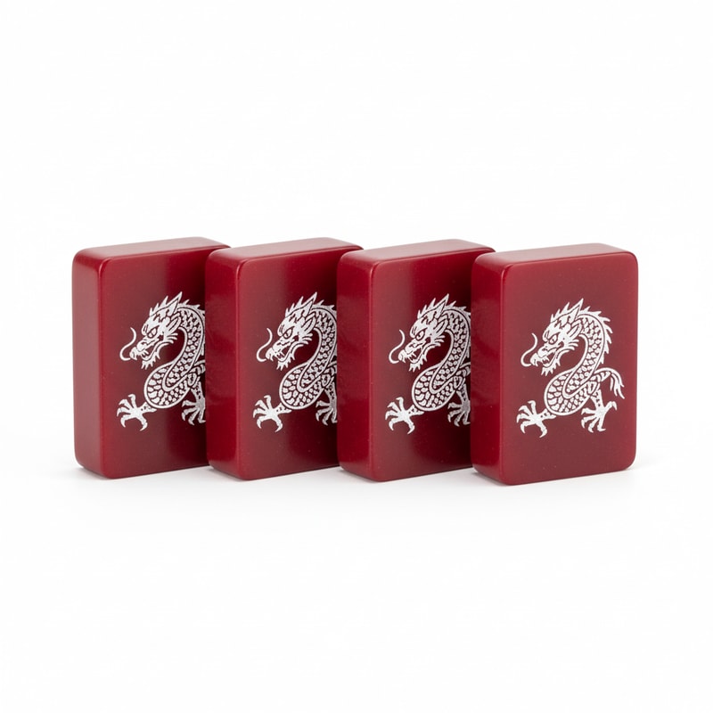 Riichi Mahjong Red Dragon Tiles Extra Thick Polymer Four Pieces