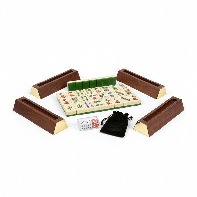 Complete Mahjong Starter Kit with Quality Tiles Racks and Dice