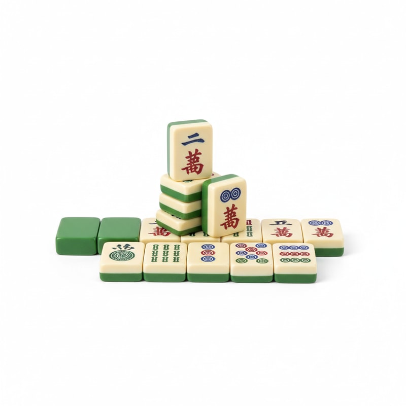 Standard Chinese Mahjong Set Green Back Tiles Durable Melamine Material