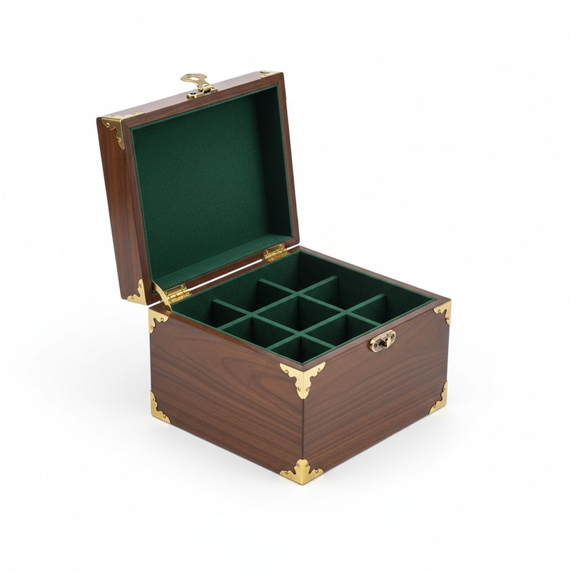 Deluxe Mahjong Set Storage Chest Solid Wood Felt Lined Interior