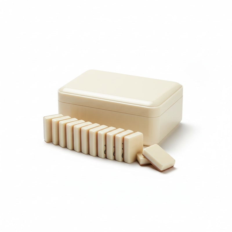 Ivory-Look Resin Mahjong Set with Smooth Finish and Sturdy Storage Box