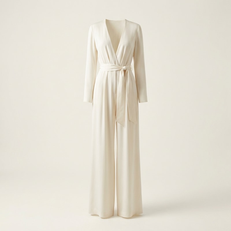 V-Neck Tie Waist Jumpsuit