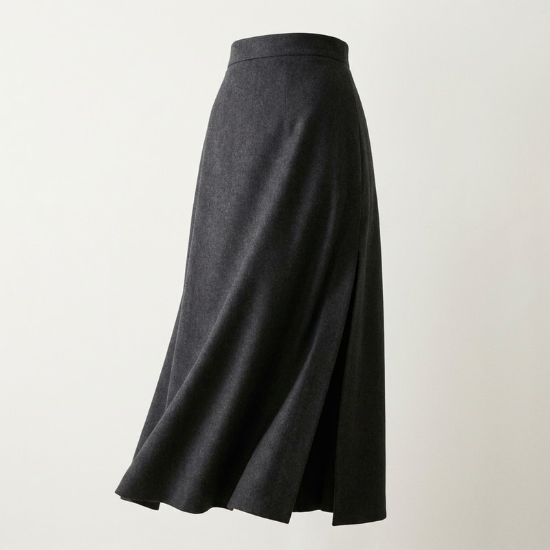 Slit Hem Midi Skirt