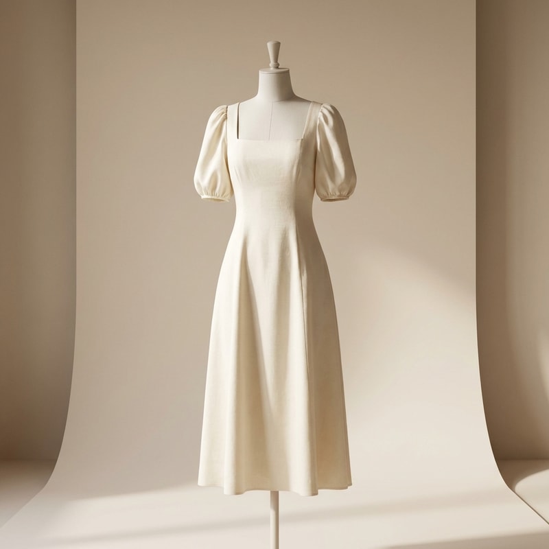 Square Neck Puff Sleeve Dress