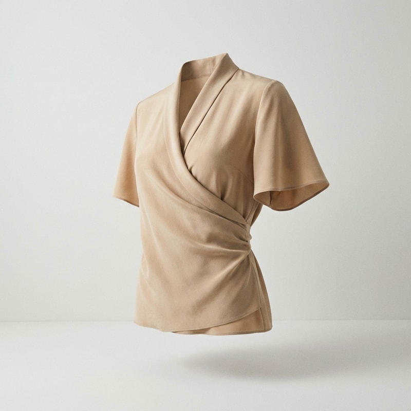 Wrap Front Short Sleeve Top