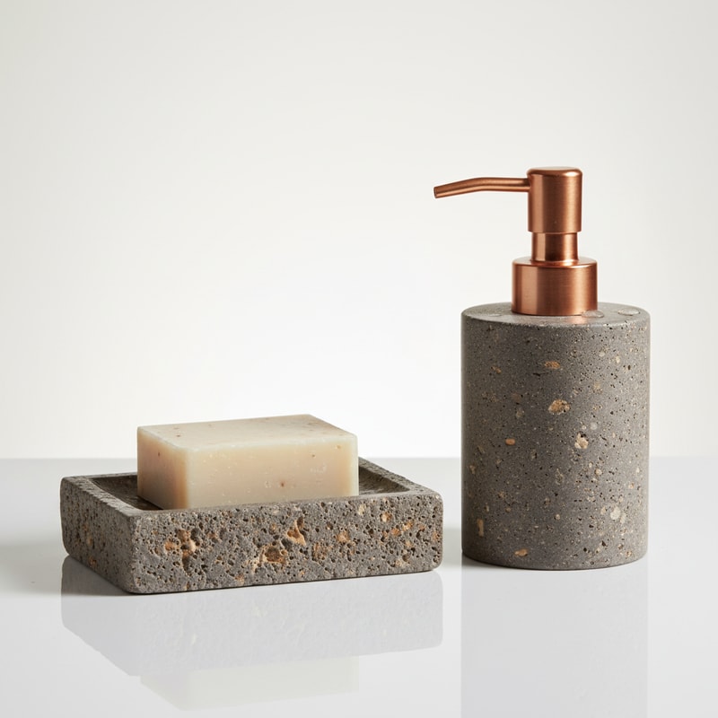 TerraStone Soap Dish & Dispenser Set