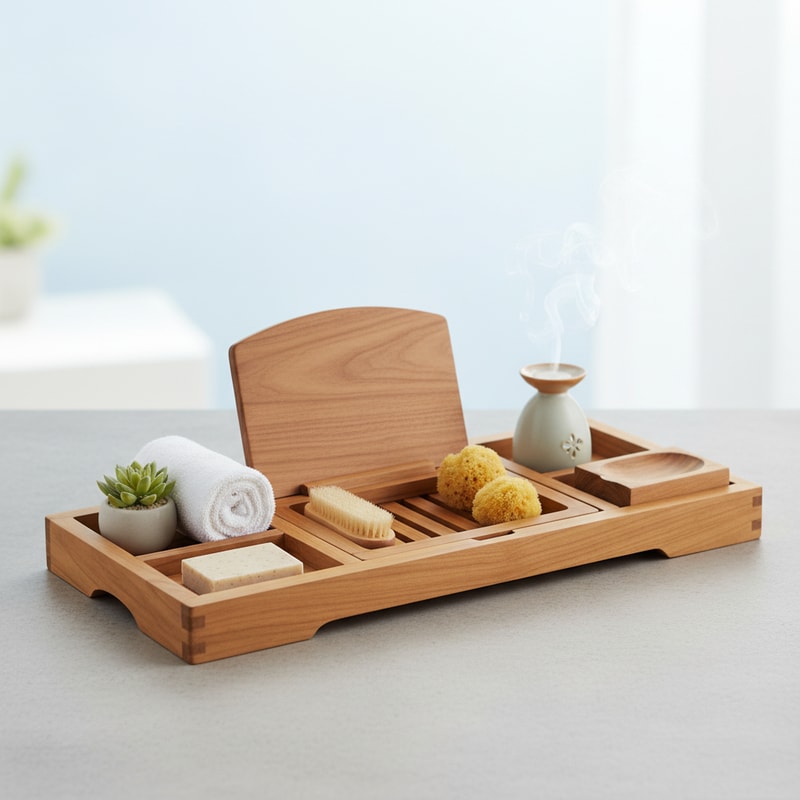 Tranquil Teak Bath Organizer