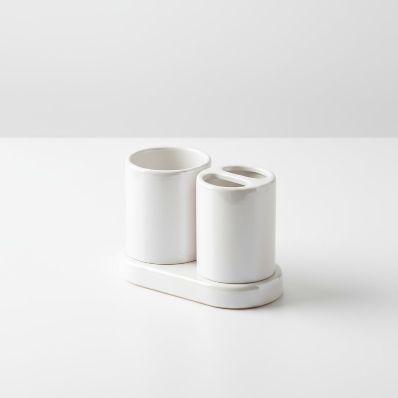 Pearl White Toothbrush & Paste Holder