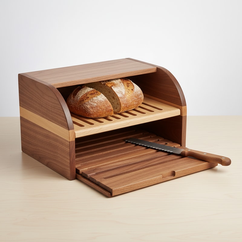 Heirloom Wood Bread Bin & Slicer